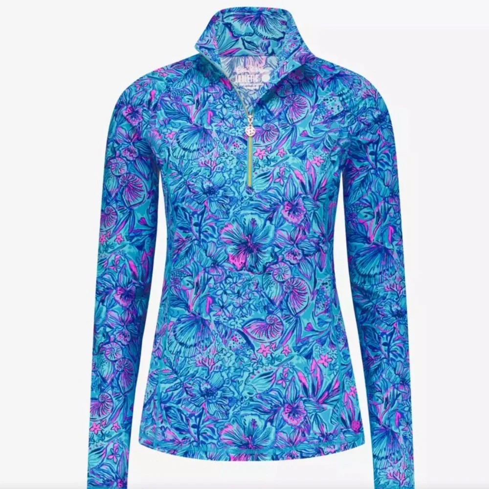 LILLY PULITZER JUSTINE HALF ZIP UPF 5
BREAKWATER BLUE SHELLS N BELLS M - Picture 1 of 11